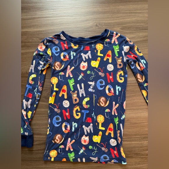 Little Sleepies Bamboo Blue Alphabet Kids Long Sleeve Pajama Set size 5/6 - Picture 4 of 8